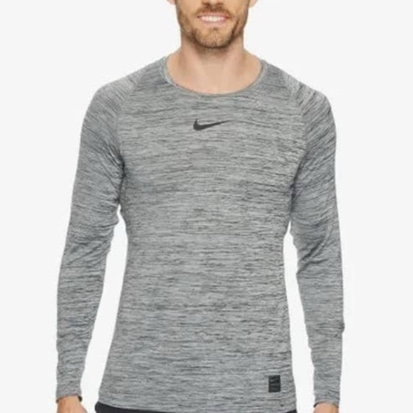 Nike Other - Nike Pro Athletic T-Shirt Long Sleeve Heather Blue Center Swoosh Size XXL